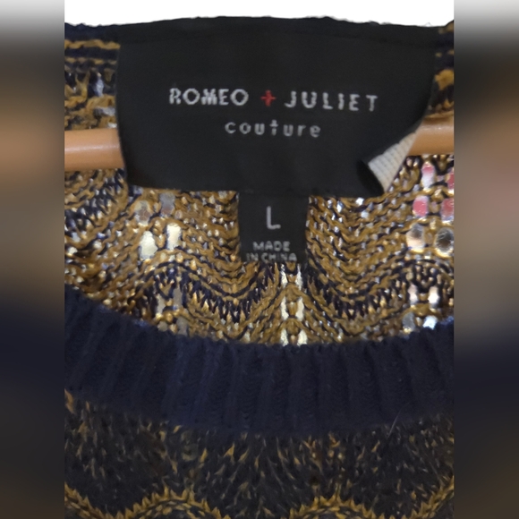 Romeo + Juliet - Patterned Knit Midi Dress Yellow & Navy EUC - Picture 4 of 9